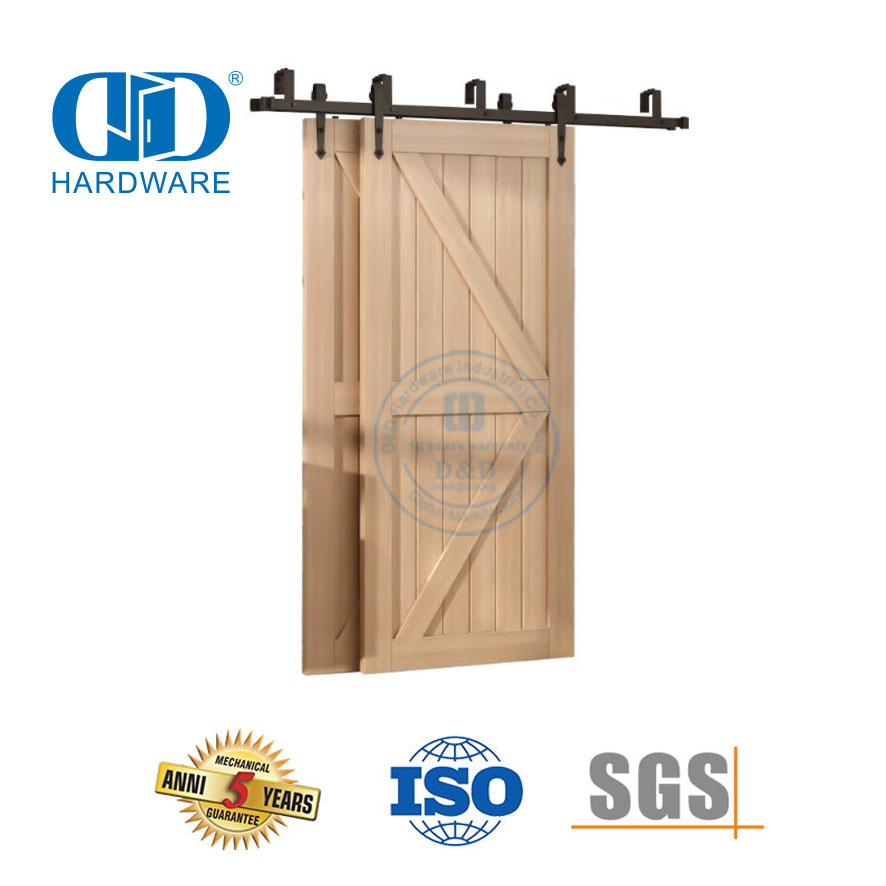 Edelstahl Rolling Industrial Quiet Black Exterior Double Kit Schiebe-Scheunentor-Hardware Türrollen-Hardware-DDBD024