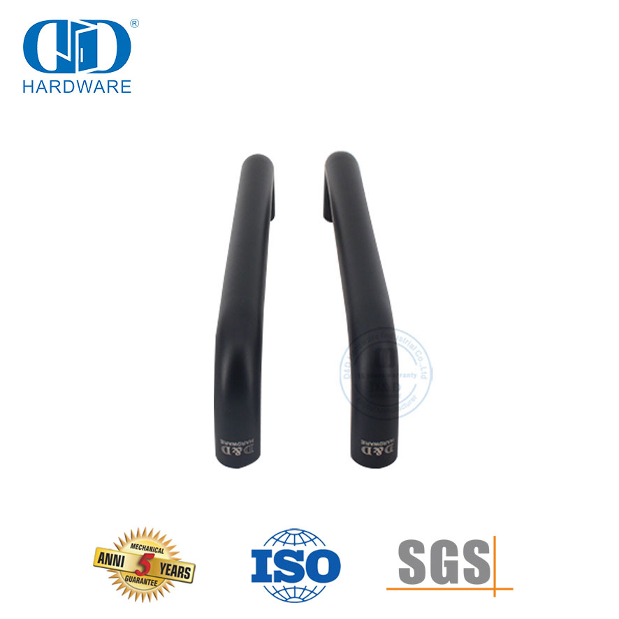 Mattschwarzes Finish, moderne Glastür-Hardware-Zubehör, Badezimmer-Rundrohrgriff -DDPH007-MB