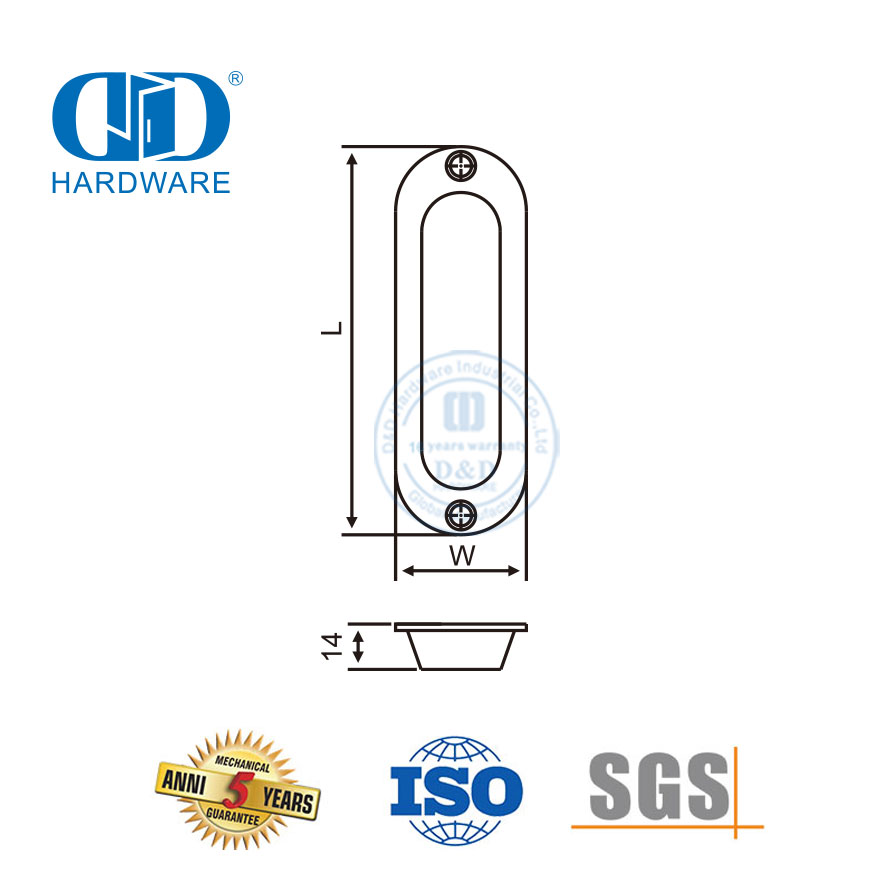 Schiebetür-Schrankgriff, mattschwarzer, pulverbeschichteter Edelstahl-Möbelgriff-DDFH009