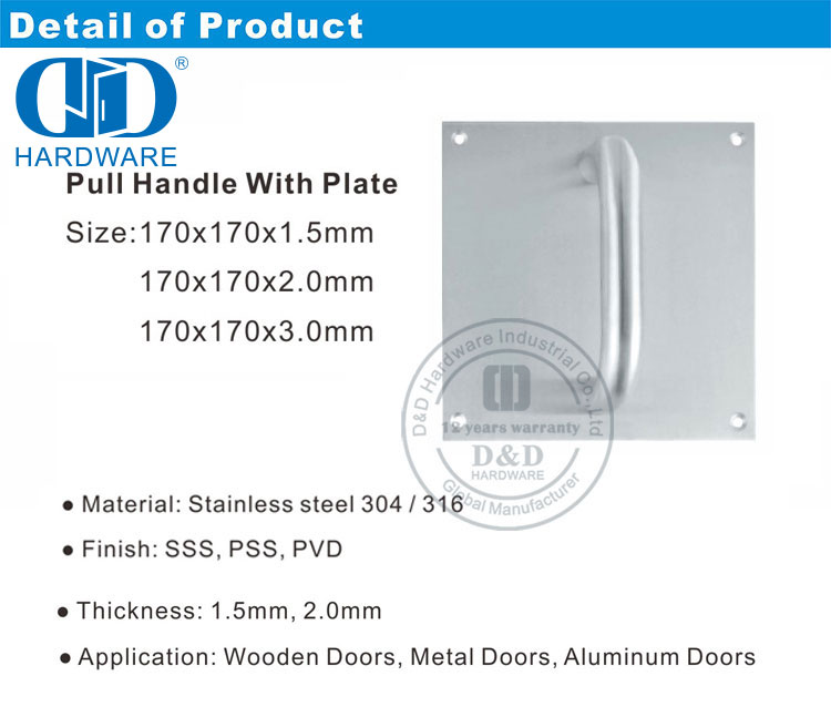 Edelstahl-Türbeschläge, Schild, Hebelgriff, kommerzieller Außentürgriff aus Metall, DDPH021