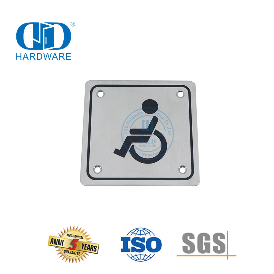 Quadratisches Schild, Edelstahl-Schild für Behinderte, Badezimmer-WC-Schild für Behinderte – DDSP001 – Behinderte