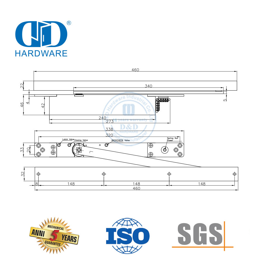 Beliebter verdeckter Türschließer mit ANSI-UL-Zertifizierung und Brandschutzklasse DDDC047