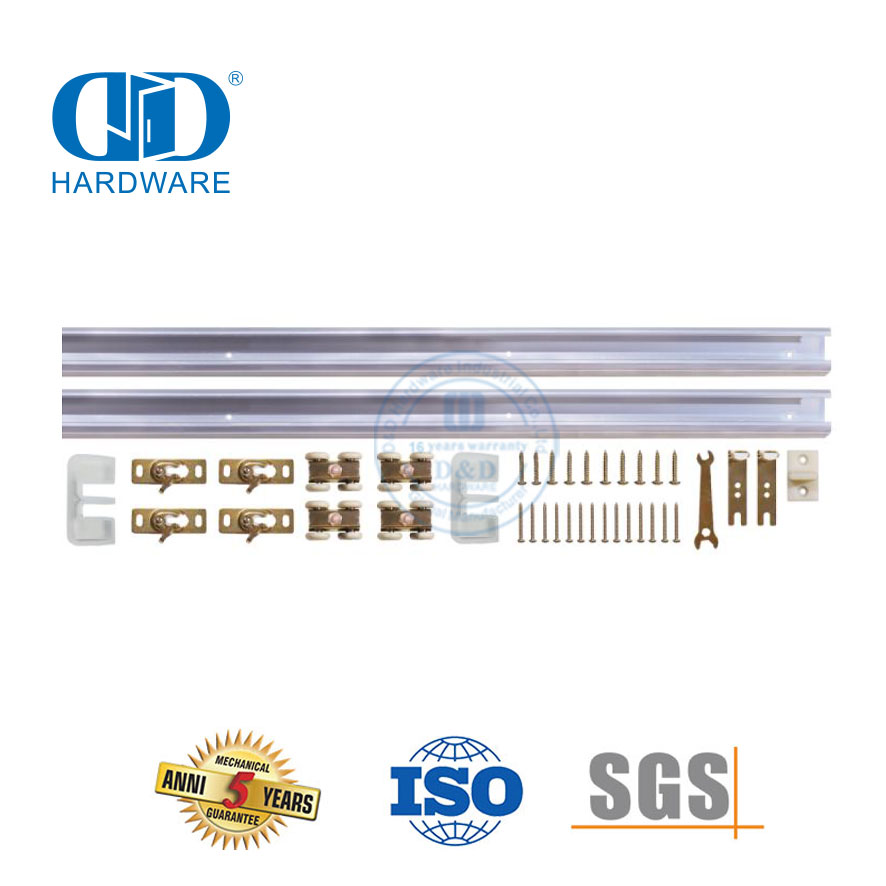 Edelstahl-Bypass-Scheunentor, dekoratives Hardware-Schienenset, Radrolle, Holztür-Hardware-DDBD068