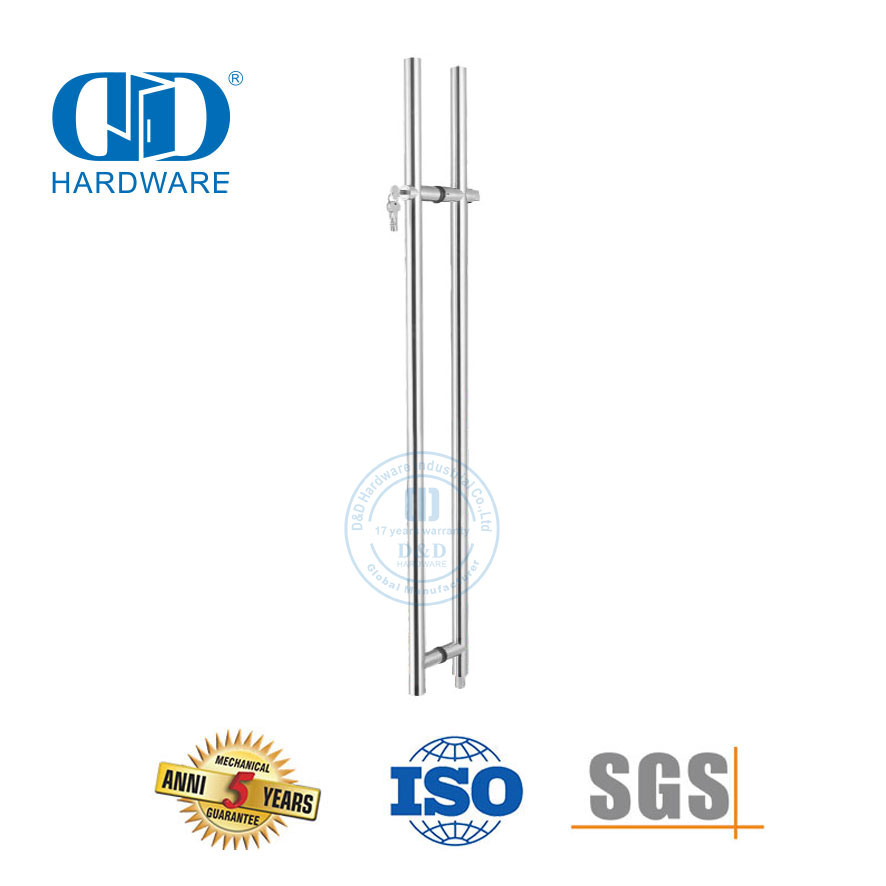 Lange doppelseitige Edelstahl-Glasbeschläge, Glastür-Schlüsselverriegelungsschlösser, Ziehgriff mit Schlage-Schloss-DDPH039