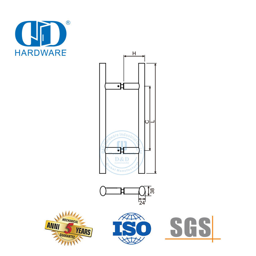 Mehrfachanwendungs-Edelstahl-Haupttür-Glas-Holz-Metalltür-Hardware-ovale Form-T-Bar-Zuggriff-DDPH037