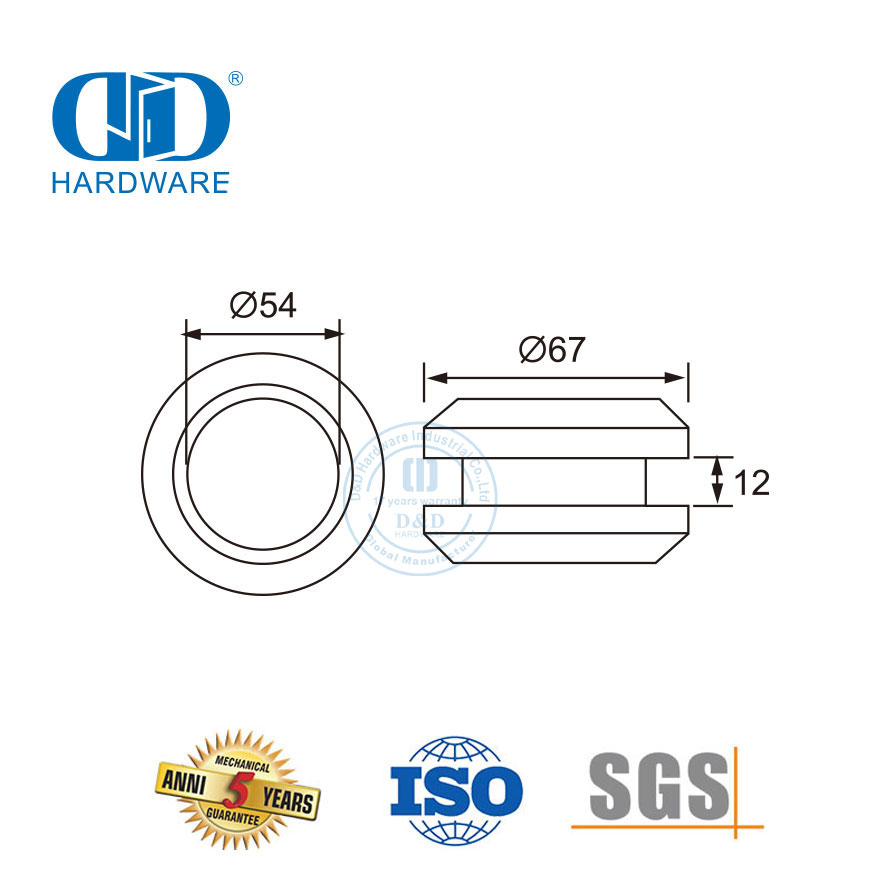 Edelstahl-Duschkabinenknopf, runde Form, Glas-Duschschiebetürgriff, Knopf-DDSL001-1