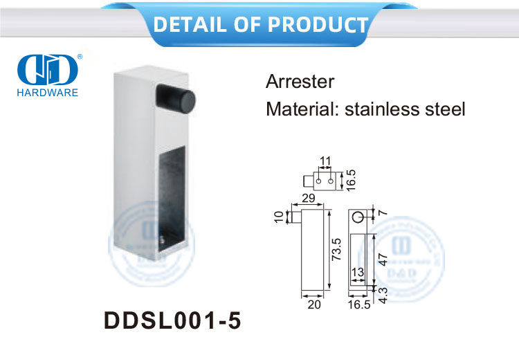 Edelstahl-Möbelzubehör, Glasschiebetür-Hardware-Ableiter-DDSL001-5