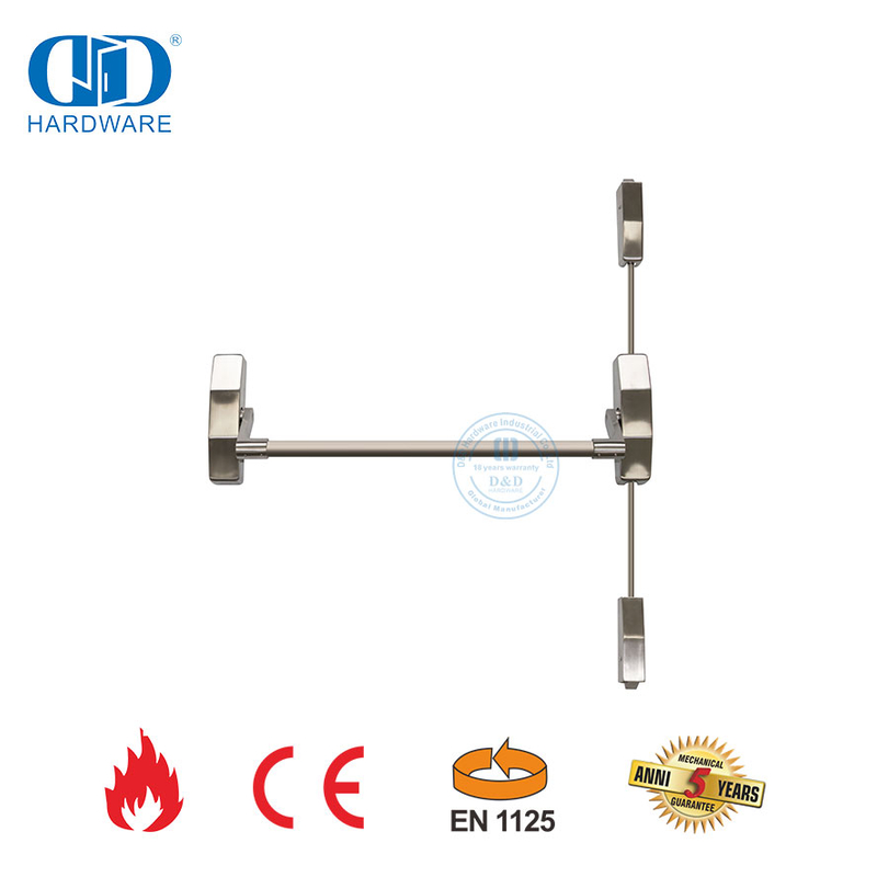 Hochsicherheits-Panikausgangsgerät aus Edelstahl mit CE-Feuerfestigkeit und Garantie, Schubstangenschloss für Notausgangstür aus Metall – DDPD048-CE