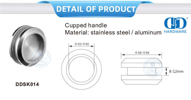 Modedesign Spiegel Satin Finish Glasschiebetürbeschläge Schalengriff Glasschiebetürschloss-DDSK014