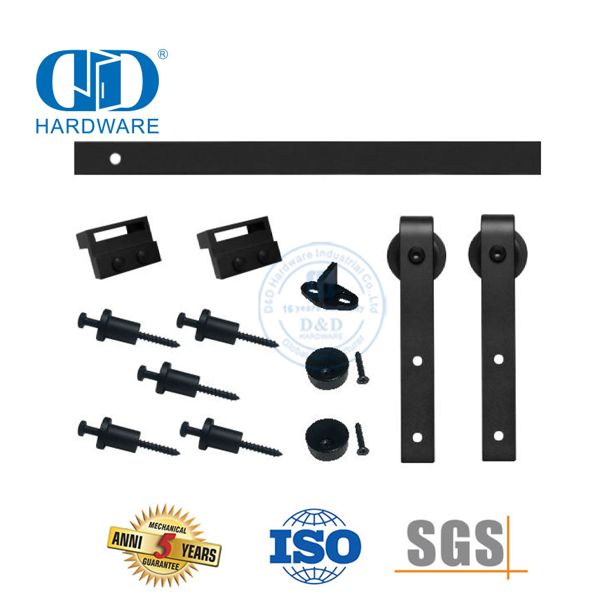 Edelstahl-Schrank-Set, Zubehör, Schienen-Set, Carbon-Schiebescheune, Holz, Einzeltür-Rollen-Hardware für Innentür-DDBD001