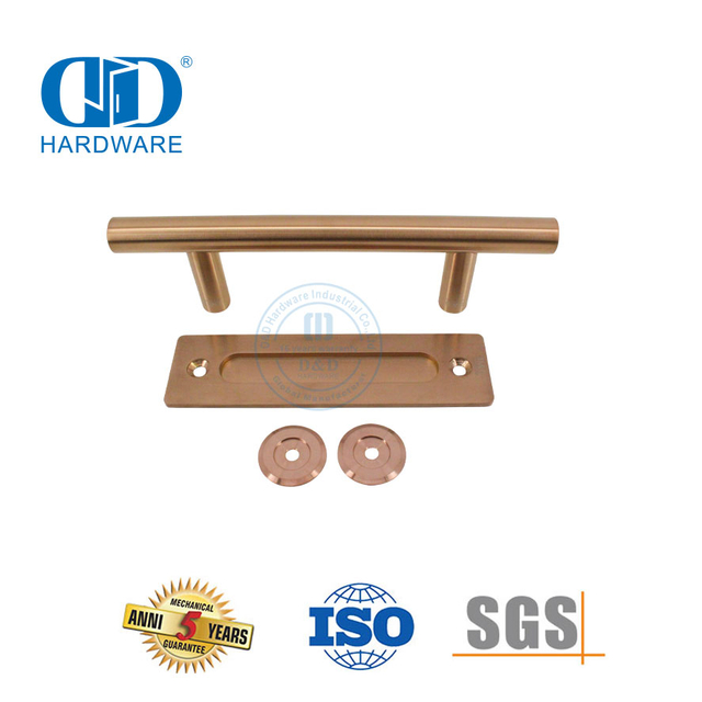 Edelstahl Roségold Doppelseitiger Push-Pull-Scheunentorgriff Möbel-Finger-Pull-Türgriff-DDBD102 SRG