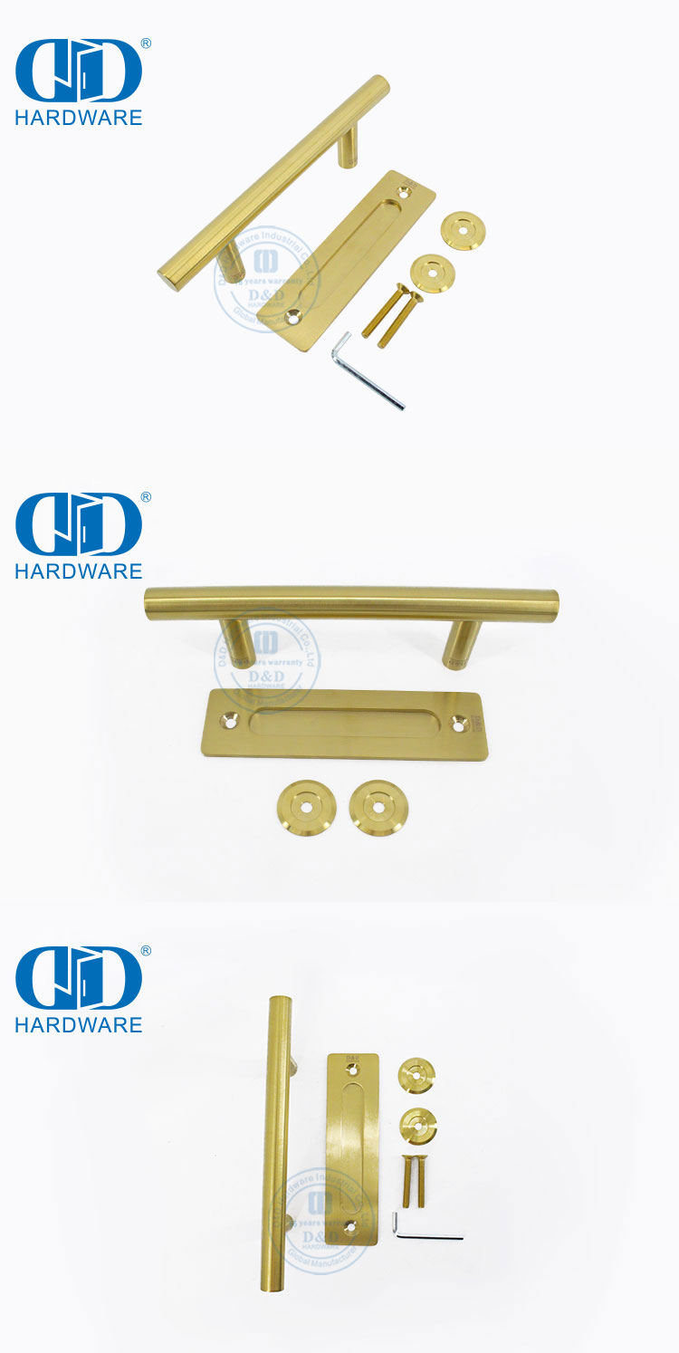 Edelstahl Hochwertiger moderner goldener Scheunentorgriff Holztürbeschläge Doppelseitiger Türgriff-DDBD102 SB
