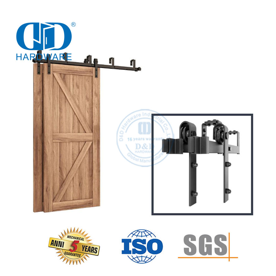 Edelstahl-versteckte Schiene, verdeckte, mattschwarze Holz-Schiebetür-Rollenset, Hardware-DDBD022