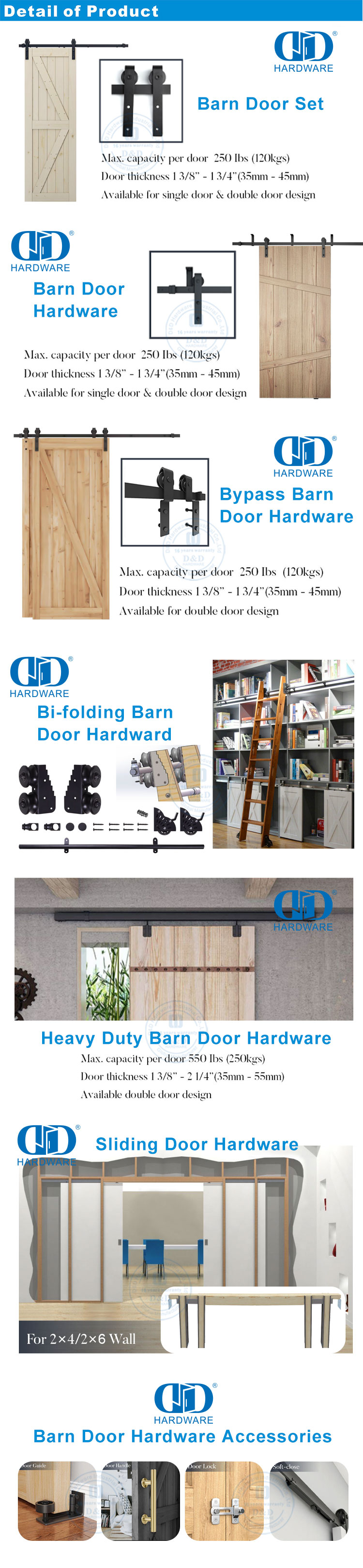 Edelstahl-Tür-Hardware-Schienen-Set, modernes Innen-Massivholz-Schiebetaschentür-Scheunentor-Hardware-DDBD014