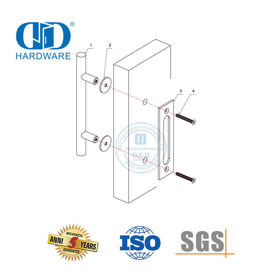 Edelstahl-Tür-Hardware-Schienen-Set, modernes Innen-Massivholz-Schiebetaschentür-Scheunentor-Hardware-DDBD014