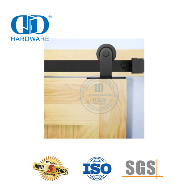 Moderne Carbon-Doppel-Einzel-Holztüren Scheunentorschiene Schwarze Stahlbeschläge Schiene Scheunenholztür-Hardware-DDBD002