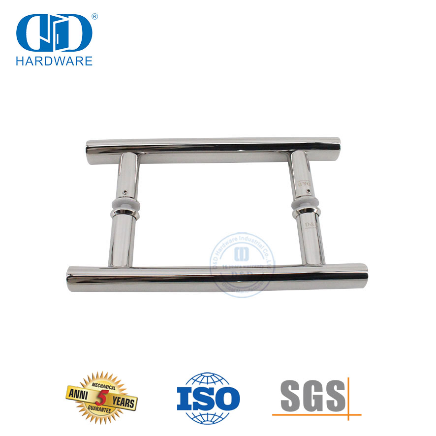 Schlanker und praktischer Rundrohr-H-förmiger Griff aus Edelstahl 201 für Badezimmer-Glastüren-DDPH001-A Φ25-PSS