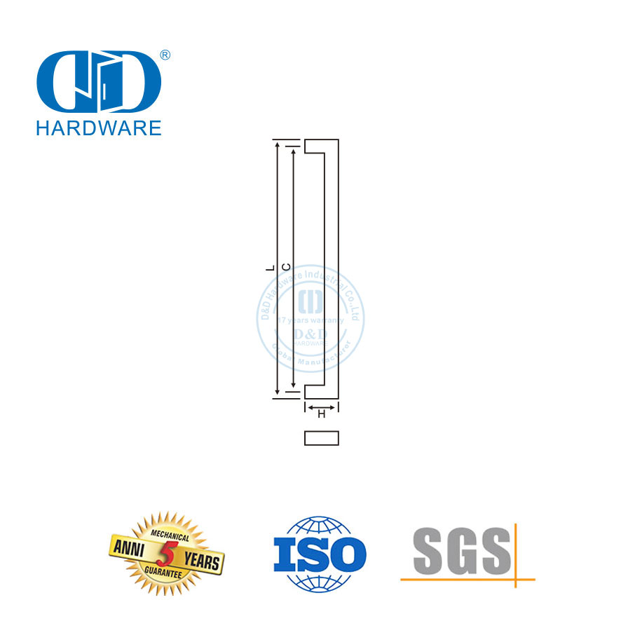 Neues Design SUS316 D Vierkantrohr-Zuggriff für Glastür-DDPH015-E-PSS