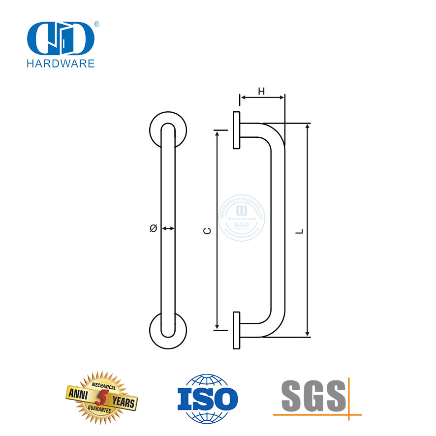  Runder Einzelhandtuchhalter aus Edelstahl für Badezimmer, Badezimmerzubehör, Ziehgriff-DDPH019