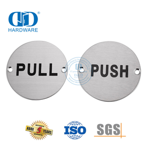 Push-Pull-Türschild aus Edelstahl, rundes Schild, Signaturschild für öffentliche Waschräume, Toilettentür, DDSP009