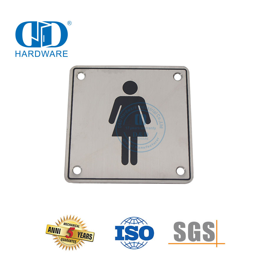 Badezimmer-Schilder, Symbol, Edelstahl, Waschraum, weibliches Schild, Badezimmer-WC-Türschild, DDSP002
