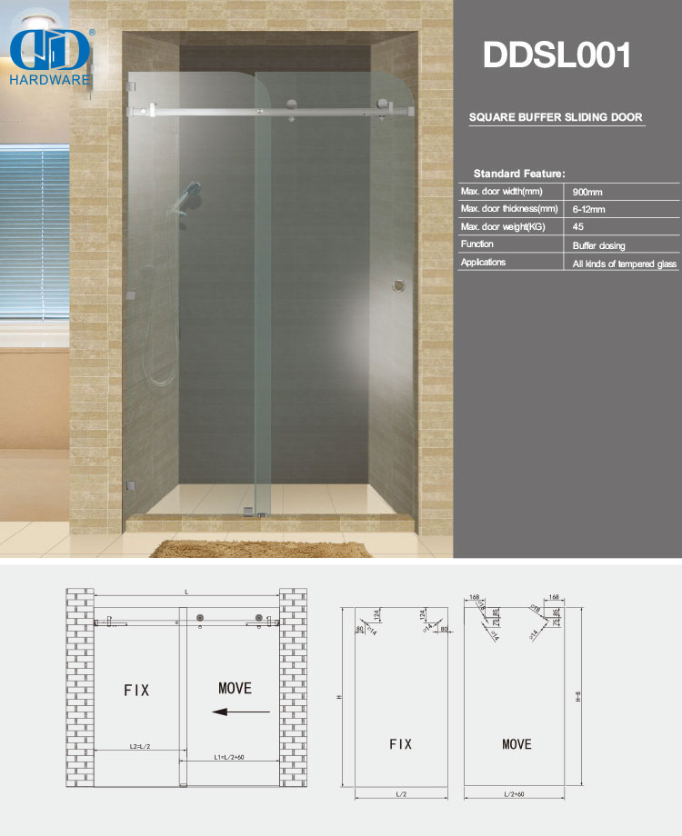 Edelstahl-Duschkabinenknopf, runde Form, Glas-Duschschiebetürgriff, Knopf-DDSL001-1