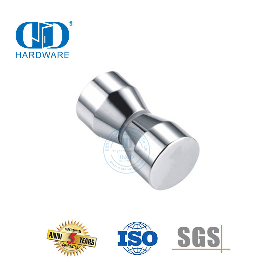 Edelstahl-Duschkabinenknopf, Griffknopf, Messing, doppelseitiger Griff, rahmenlose Duschtürknöpfe-DDSK003