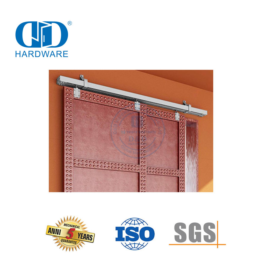 Hochleistungs-Doppelschiebetürbeschläge aus Edelstahl, Schwarz, Bypass-Scheunentorbeschläge, Apartment-Kit-DDBD041