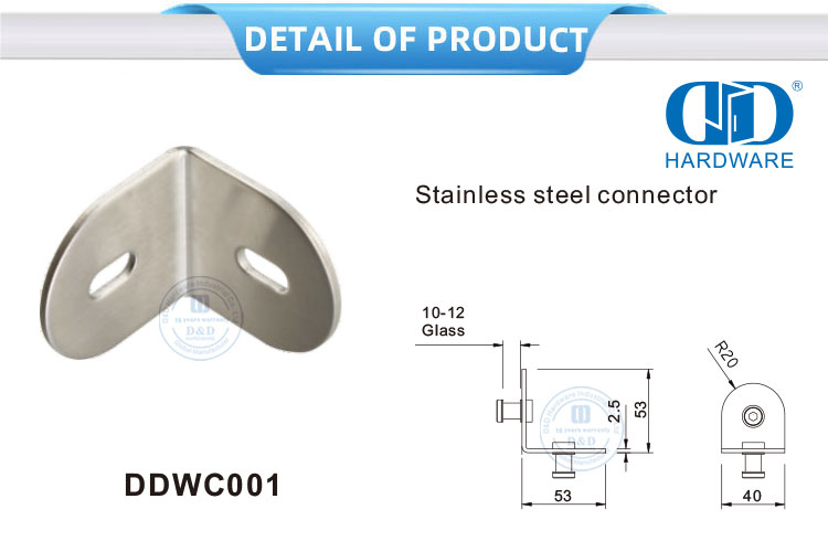 Edelstahl-Toilettenzubehör Duschscharnierverbinder Glaswand-Eckclip-Befestigungsverbinder-DDWC001