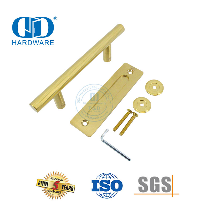 Edelstahl Hochwertiger moderner goldener Scheunentorgriff Holztürbeschläge Doppelseitiger Türgriff-DDBD102 SB