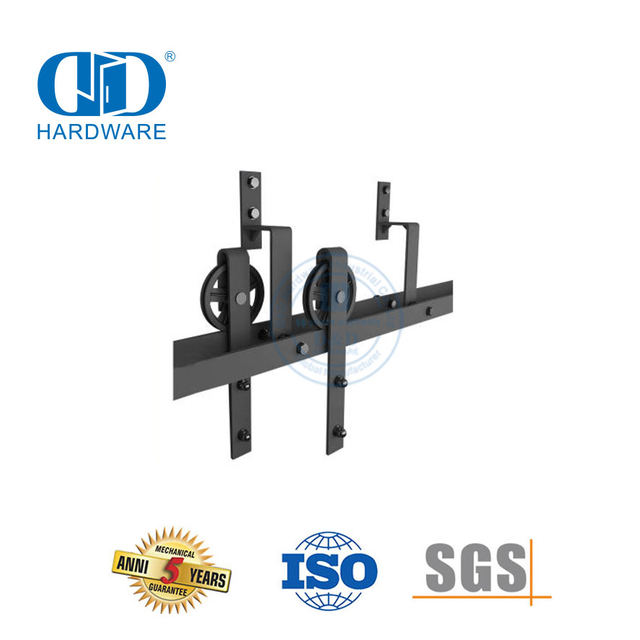 Edelstahl-Schwarz-Finish-Metall-Schiebe-Scheunentor-Schiebe-Bau-Hardware-Beschläge, Tür-Hardware-Schienen-Set-DDBD021