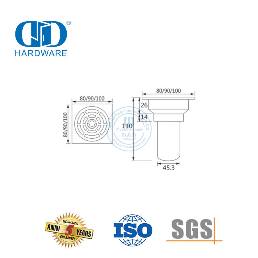 ABS-Kunststoff-Edelstahl-Sanitär-Bodenablauf, Möbelzubehör, Badezimmer-Duschablauf-DDFD002