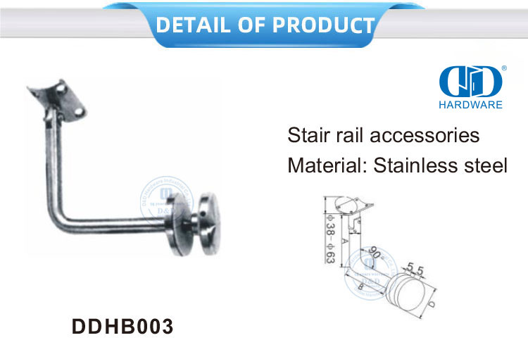 Edelstahl-Treppengeländer-Wandhalterung, Wandhalterung, Glasmontage, Handlaufhalterung-DDHB003