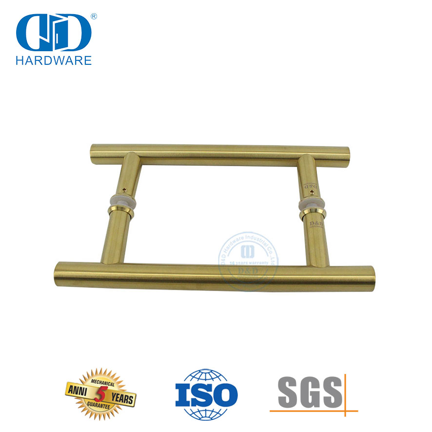 Satinierter Messing-Finish, H-förmiger Edelstahl-Rohr-Druck-Türgriff für Badezimmer-DDPH001-A Φ22-SB