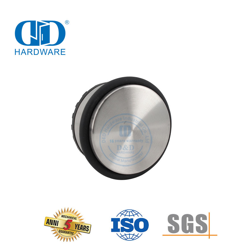 Gute Qualität, bodenmontierter Gummi-Türstopper aus massivem Edelstahl 304, Gummi, Metall/Holz-DDDS040