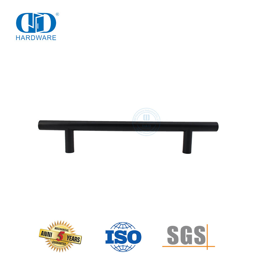 Schwarze Luxus-Möbelbeschläge, Edelstahl-Holztür-T-Bar-Hohlzuggriff-DDPH031-MB