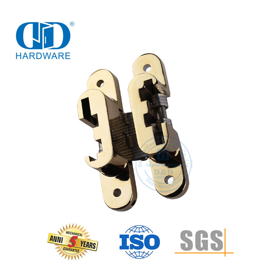 Verdeckte Installation, poliertes Messing, Zinklegierung SUS304, verstecktes, robustes Innentürscharnier-DDCH007