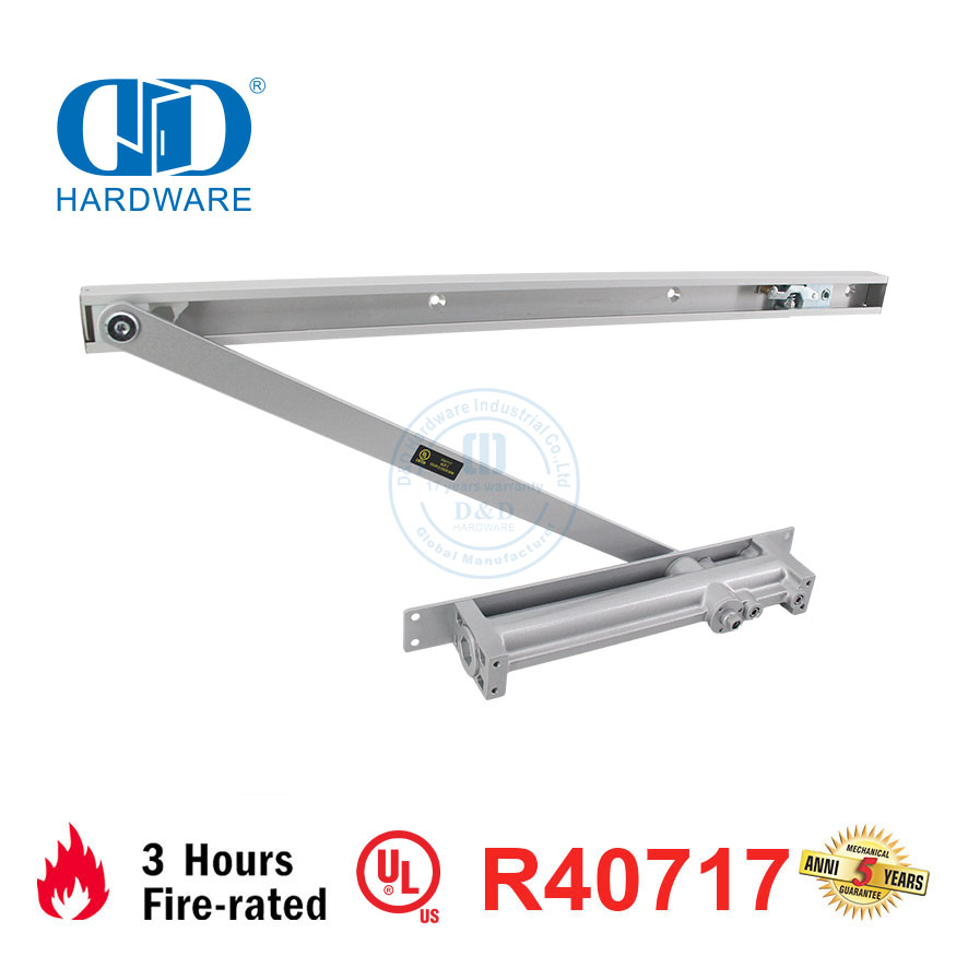 Aluminium-Eisenwaren, UL-Zertifizierung, Feuerbeständigkeit, verstellbare Kontrolle, hydraulischer Innentürschließer für Wohngebäude, DDDC054