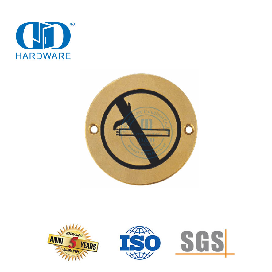 Edelstahl-Rauchverbot, rundes Schild, Warnschild, öffentliches, hohles Metalltür-Signaturschild-DDSP008
