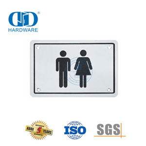 Edelstahl-Schild, quadratisch, Unisex, für öffentliche Waschräume, Badezimmer, Toilette, Türschild, DDSP003