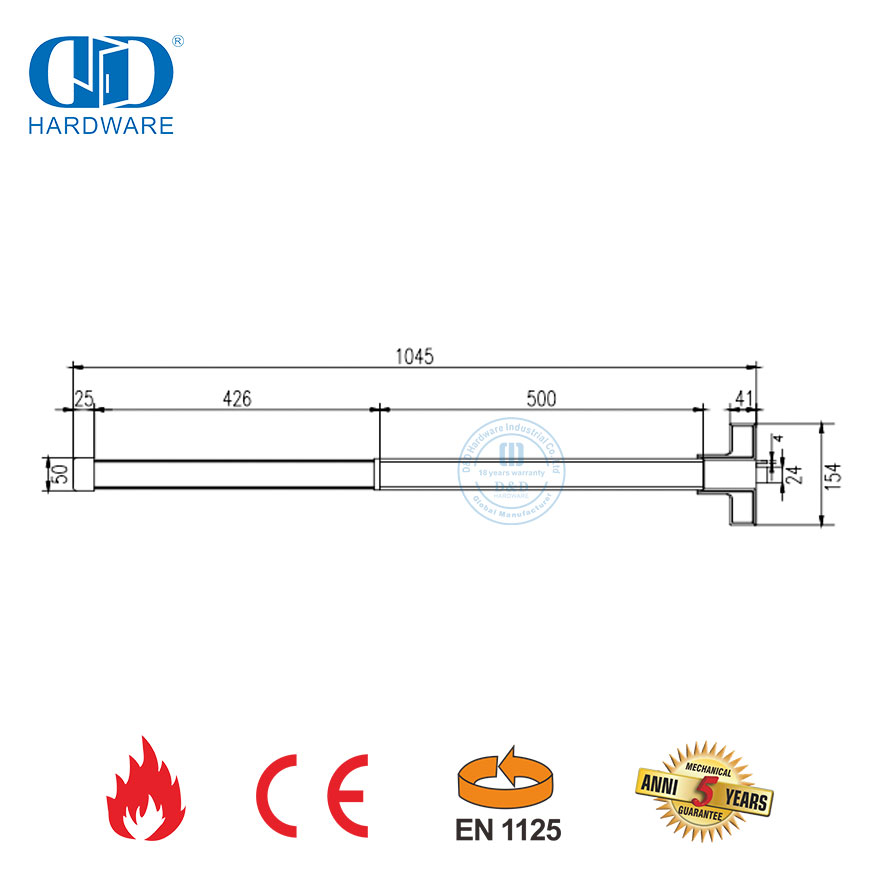 CE UL-gelistetes Feuerwiderstands-Panikausgangsgerät Bar Panikausgangsschloss für Metalltür-DDPD003-CE