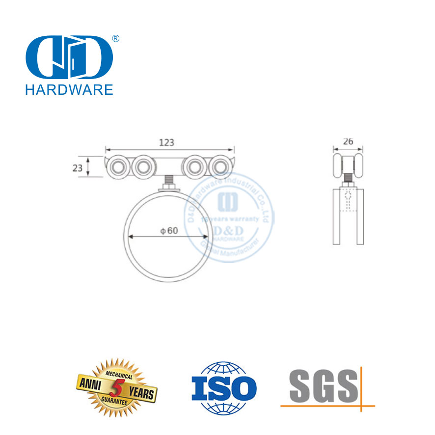 Edelstahl-Türklemme mit Absenkautomatik, Wandmontage, Radaufhängung, Glasbeschlag für einzelne Schiebetüren, DDGS134