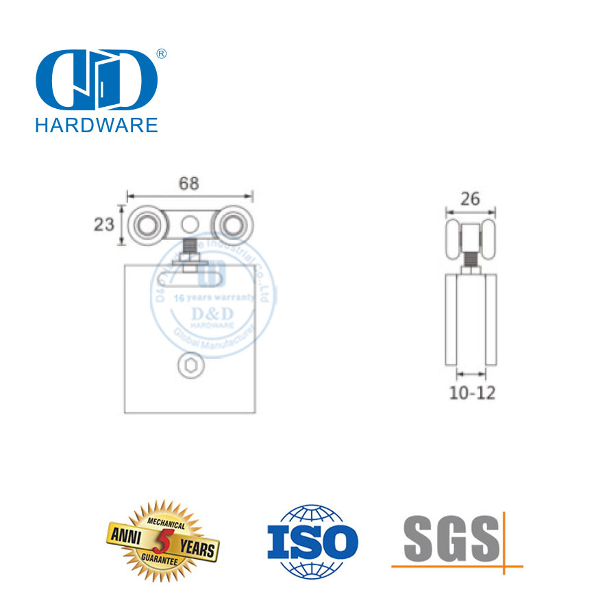 Hochsichere Türklemme aus Edelstahl, Alumium-Glas-Zubehör, Badezimmer-Hardware, Duschtürrolle für Schiebetür-DDGS138