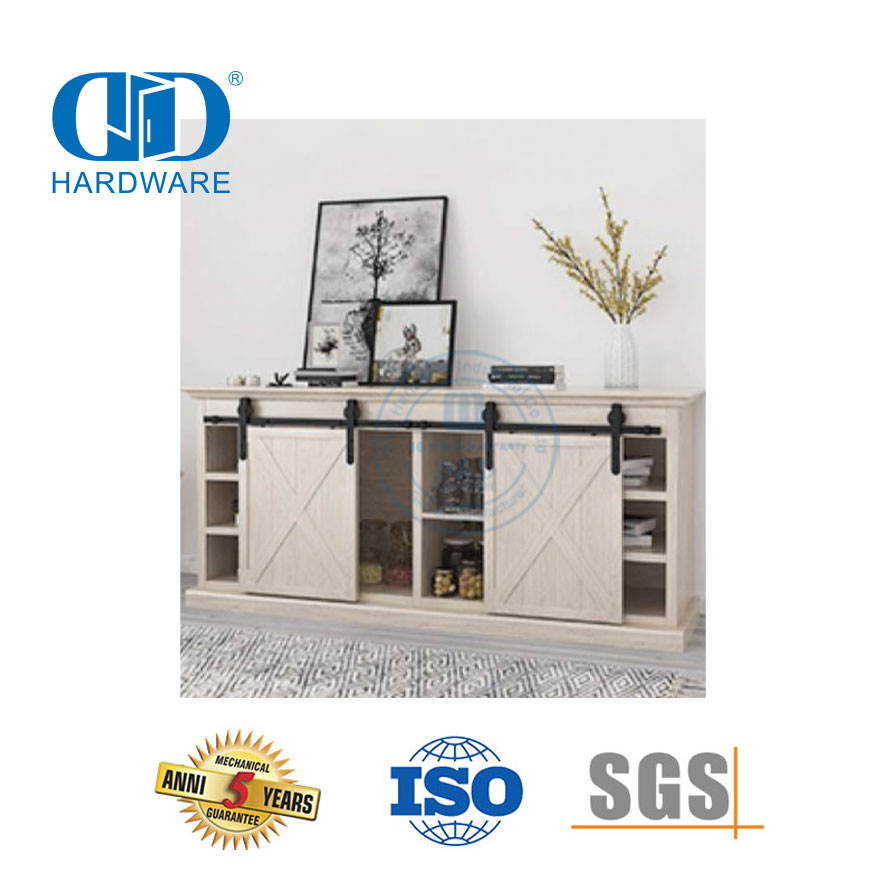 Baubeschläge aus Edelstahl, schwarze Mini-Schiebetürbeschläge aus Holz für Schrank und TV-Ständer-DDBD031