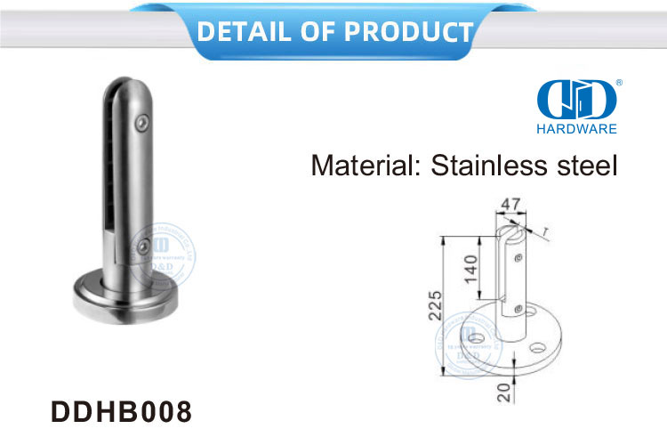 Rahmenlose Glasbalustradenpfosten aus Edelstahl, Balustradengeländer, Glasklemme, Zapfen, Handlauf, Wandhalterung-DDHB008