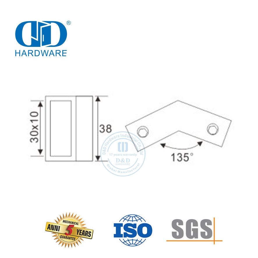 Hochwertiger Vierkantrohr-Glasklemmverbinder aus Edelstahl für Badezimmerarmaturen-DDSC017