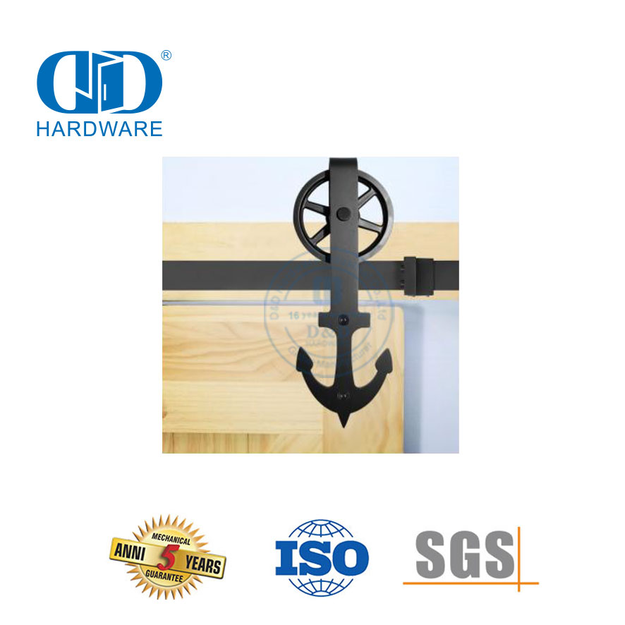 Edelstahl-Tür-Hardware-Schienen-Set, modernes Innen-Massivholz-Schiebetaschentür-Scheunentor-Hardware-DDBD014