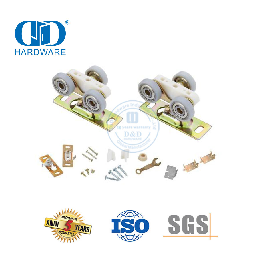 Edelstahl-Kunststoff-flache dreirädrige Rollen-Schiebe-Scheunentor-Hardware-Kits Möbel-Hardware-DDBD053