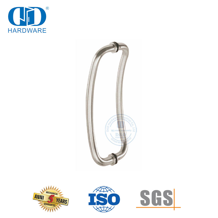 Halbmondförmige gebogene Glastürgriffe aus gebürstetem Nickel-Edelstahl-DDPH004