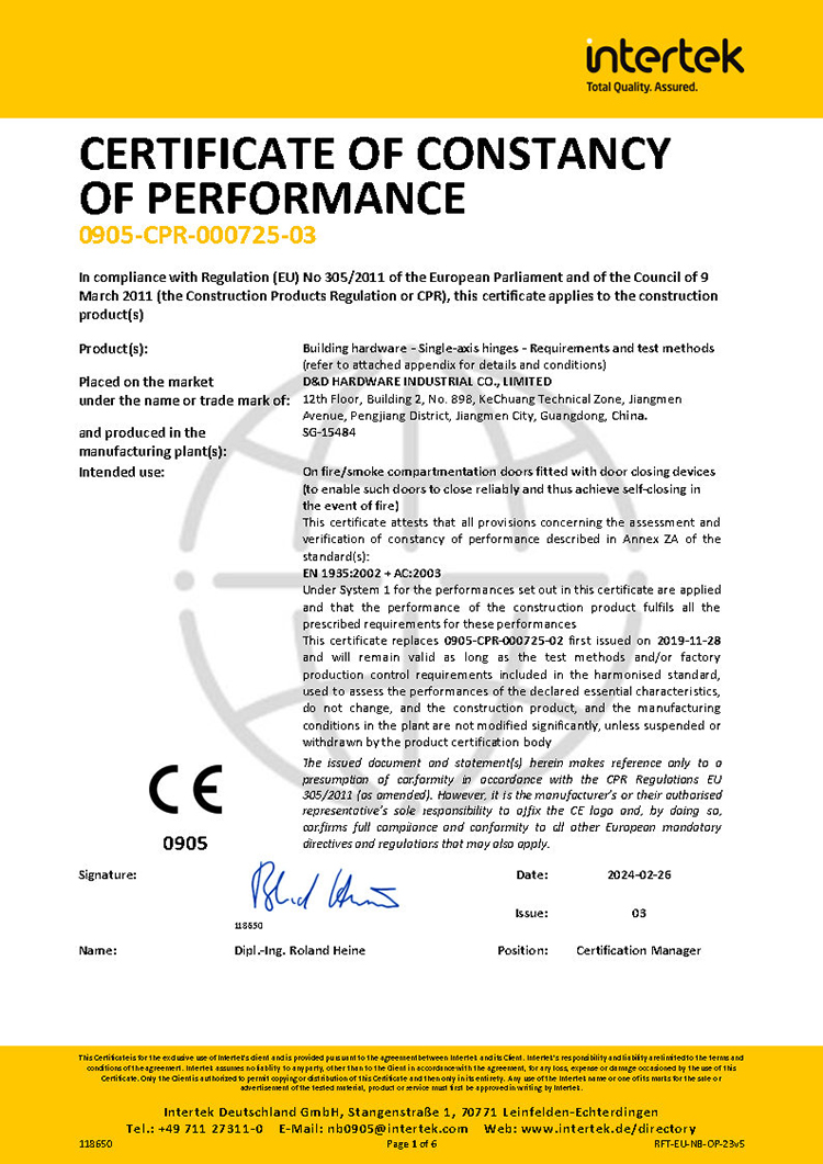 Hochwertiges, CE-zertifiziertes 5-Zoll-Einstecktürscharnier mit Brandschutzklasse 13 -DDSS001-CE